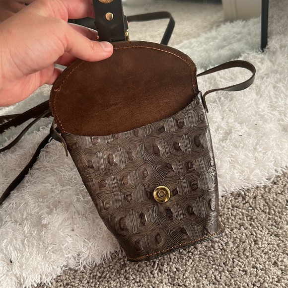 Leather satchel purse tortoise shell print - Picture 2 of 4